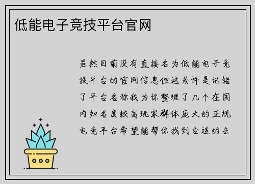 低能电子竞技平台官网
